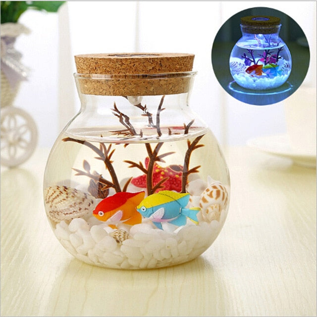 Novelty RGB LED Night Lamp Romantic Sea Fish Stone Ocean Bottle Night Lights For Children Baby Christmas Gift Bedroom Decoration-6