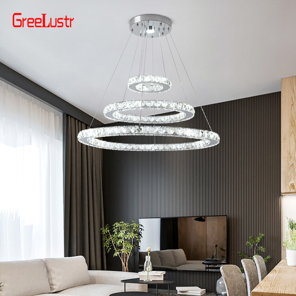 Modern K9 Crystal Led Chandelier Lights Home Lighting Chrome Lustre Chandeliers Ceiling Pendant Fixtures  For Living Room-2