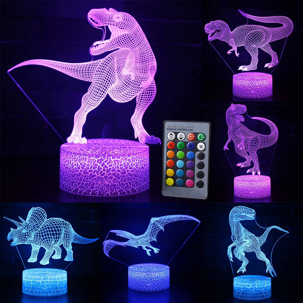 3D LED Night Light Lamp Dinosaur Series 16Color 3D Night light  Remote Control Table Lamps Toys Gift For kid Home Decoration-0