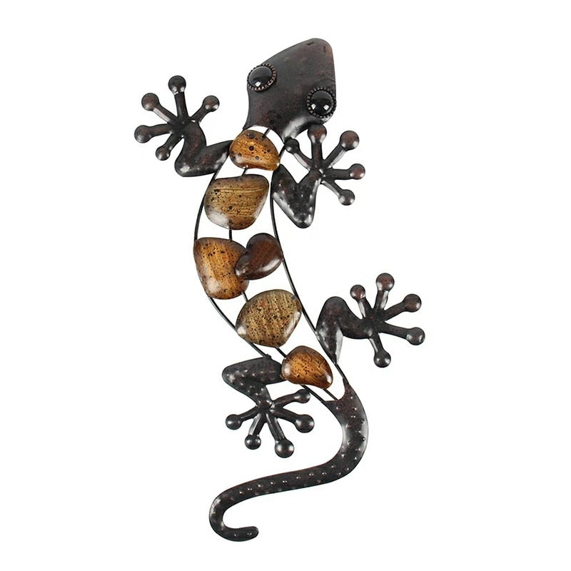 Home Decor Metal Gecko Wall for Garden Decoration Outdoor Statues Accessories Sculptures and Animales Jardin-0