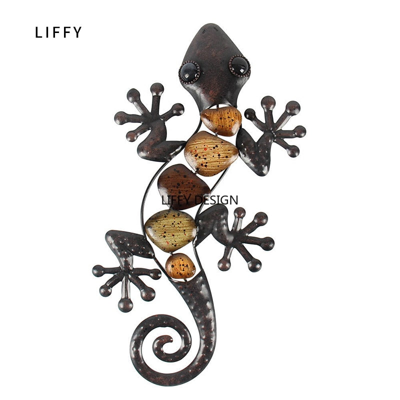 Home Decor Metal Gecko Wall for Garden Decoration Outdoor Statues Accessories Sculptures and Animales Jardin-4