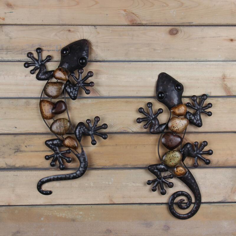 Home Decor Metal Gecko Wall for Garden Decoration Outdoor Statues Accessories Sculptures and Animales Jardin-2