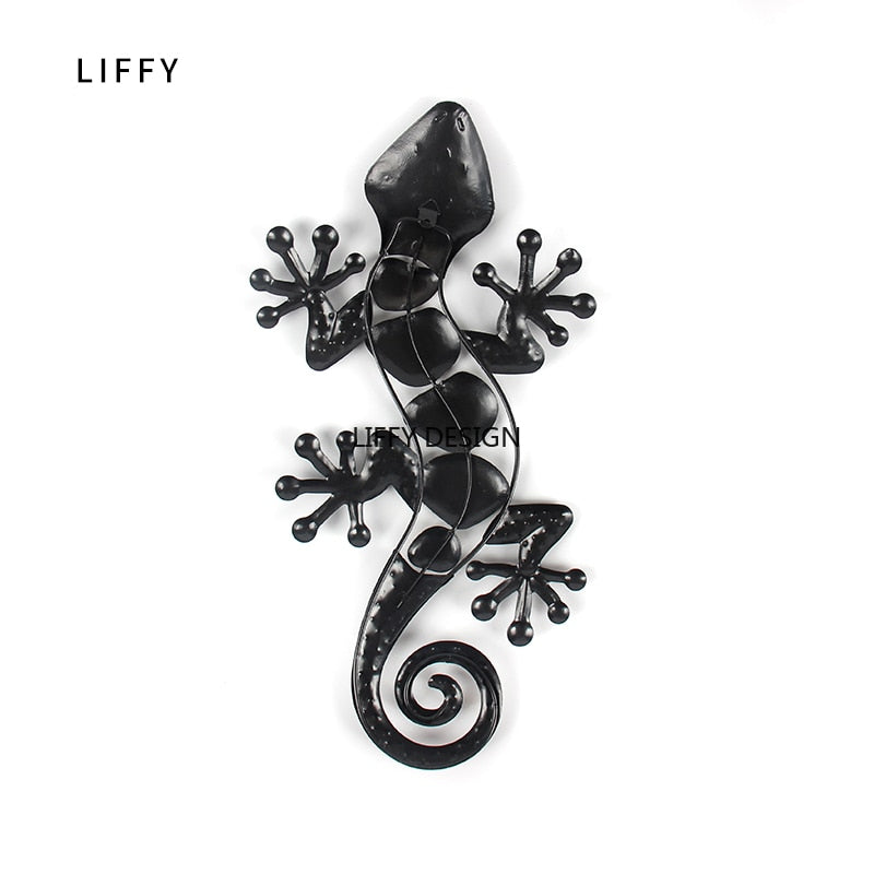 Home Decor Metal Gecko Wall for Garden Decoration Outdoor Statues Accessories Sculptures and Animales Jardin-1