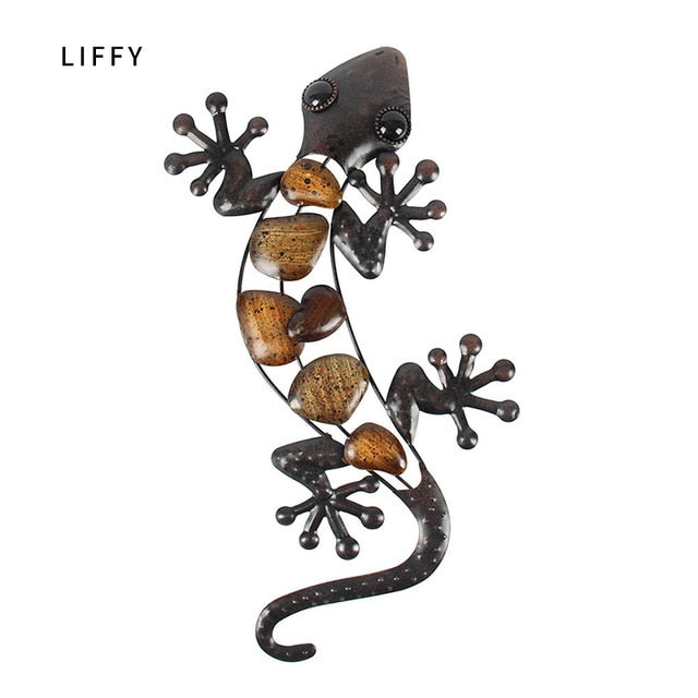 Home Decor Metal Gecko Wall for Garden Decoration Outdoor Statues Accessories Sculptures and Animales Jardin-5