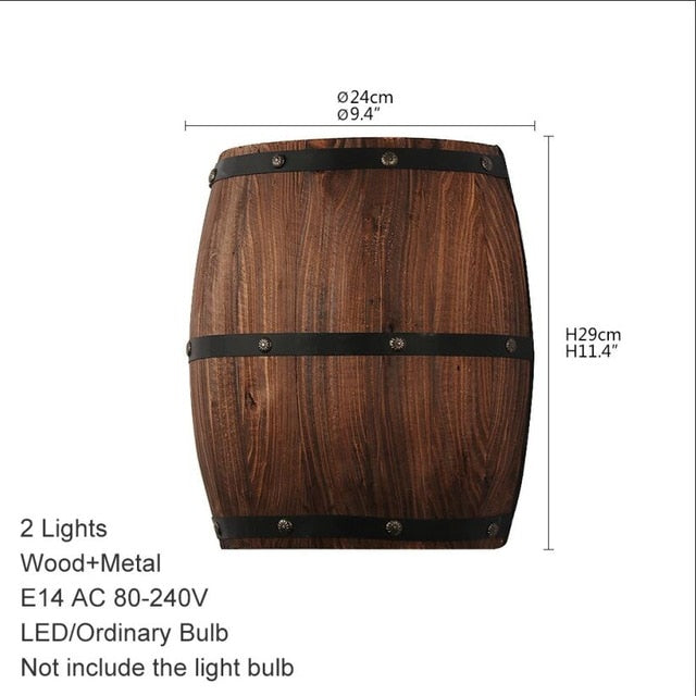 American vintage wall lamps country wine barrel modern wall lights LED E27 for bedroom living room restaurant kitchen aisle bar-5