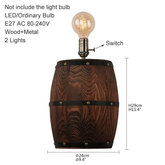 American vintage wall lamps country wine barrel modern wall lights LED E27 for bedroom living room restaurant kitchen aisle bar-6