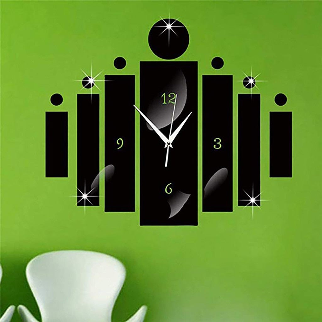 Luxury 3D Black Digital Mirror Silver Wall Clock Modern Design Home Decor Watch Wall Sticker For Home Decoration-1