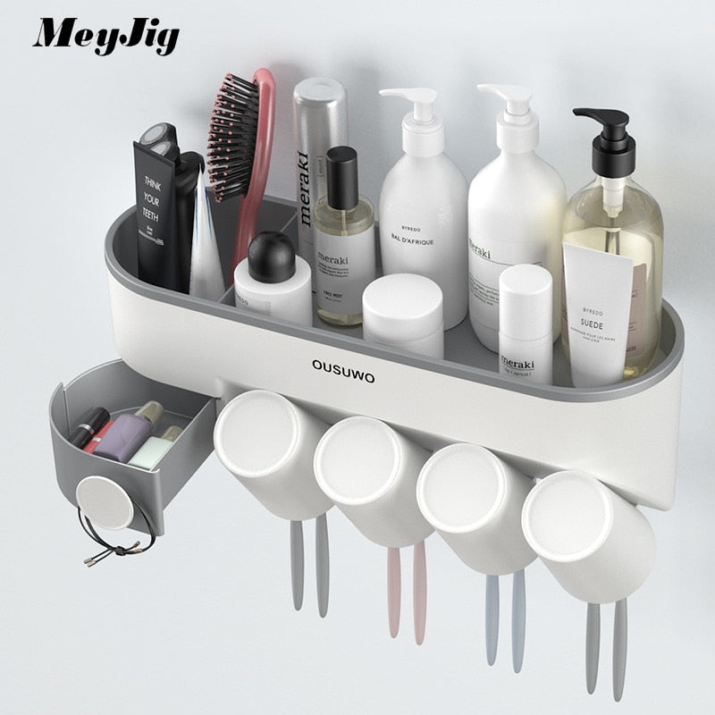 Toothbrush Holder Automatic Bathroom Accessories Set Electric Toothbrush Toothpaste Squeezer Toothpaste Dispenser Wall Mounted-0