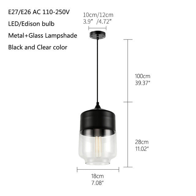 Nordic Modern loft hanging Glass Pendant Lamp Fixtures E27 E26 LED Pendant lights for Kitchen Restaurant Bar living room bedroom-6