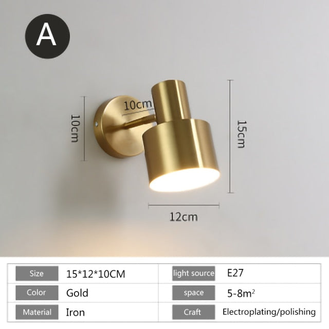 Nordic modern wall lamp E27 LED 110V 220V sconce light gold black indoor home kitchen bedroom living room decoration illumine-4