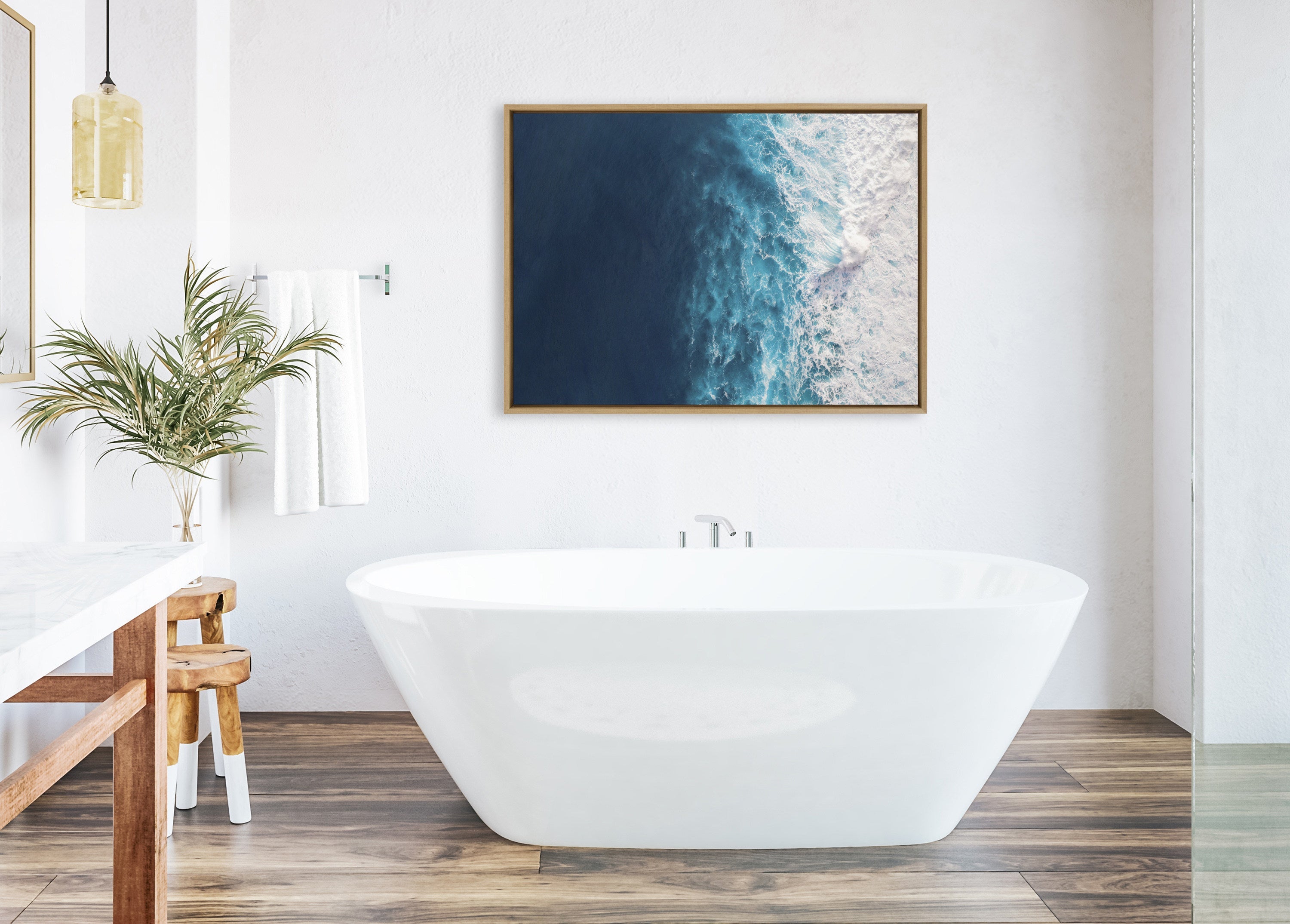 Sylvie Seascape of Splashing Waves Framed Canvas by The Creative Bunch Studio