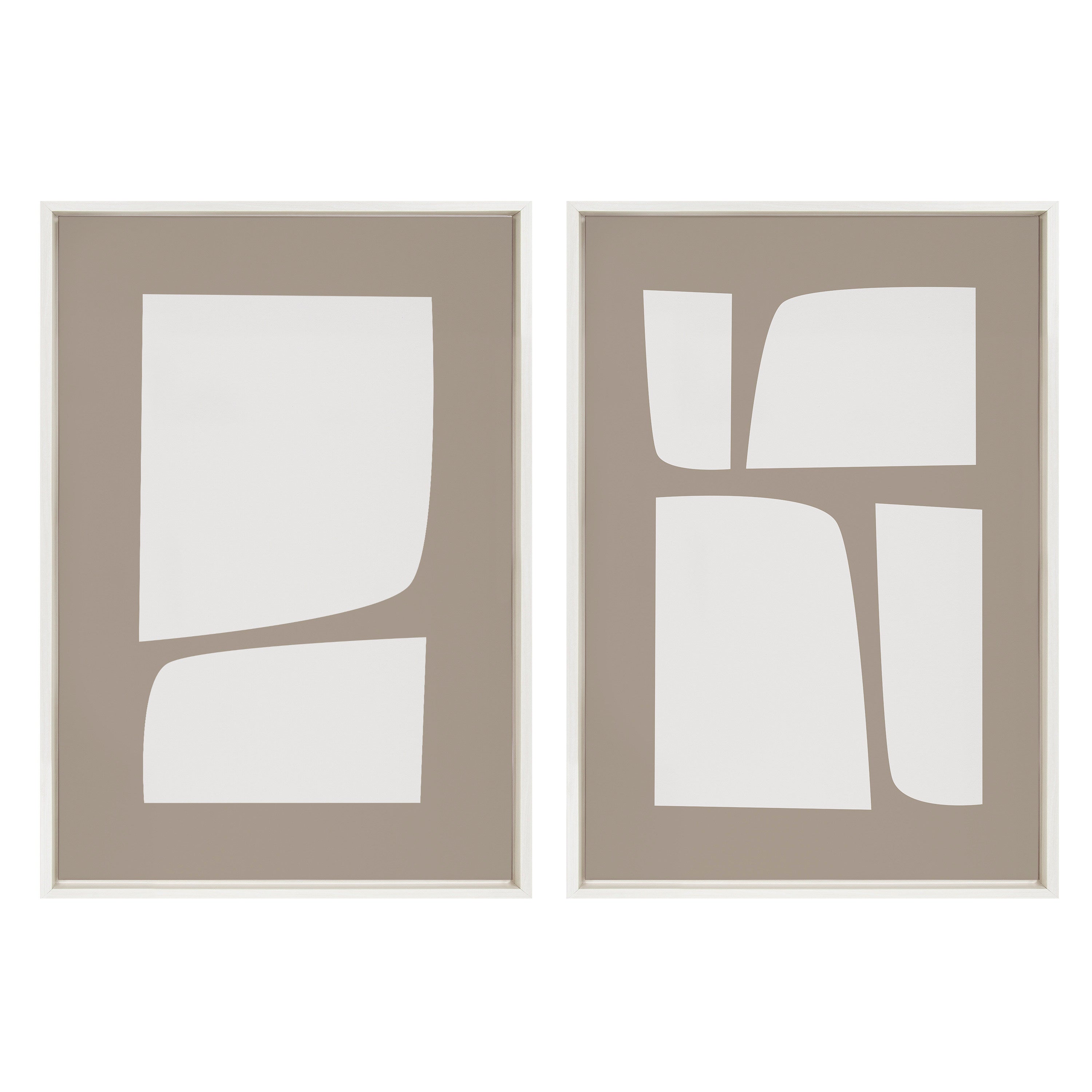 Sylvie Neutral Abstract Aztec Shapes Framed Canvas Art Set by The Creative Bunch Studio