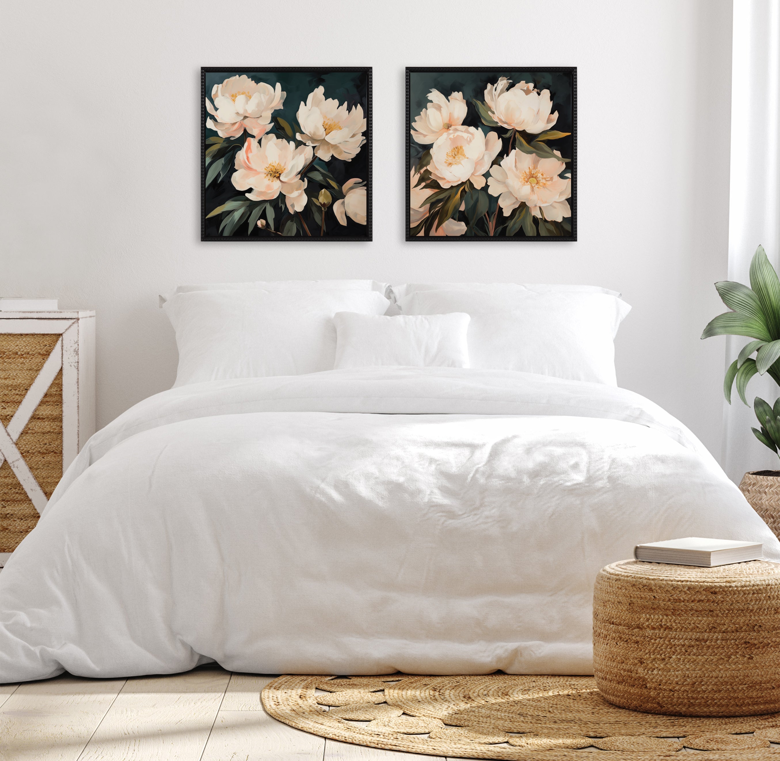 Sylvie Beautiful Painterly Floral Bouquets Framed Canvas Art Set by The Creative Bunch Studio