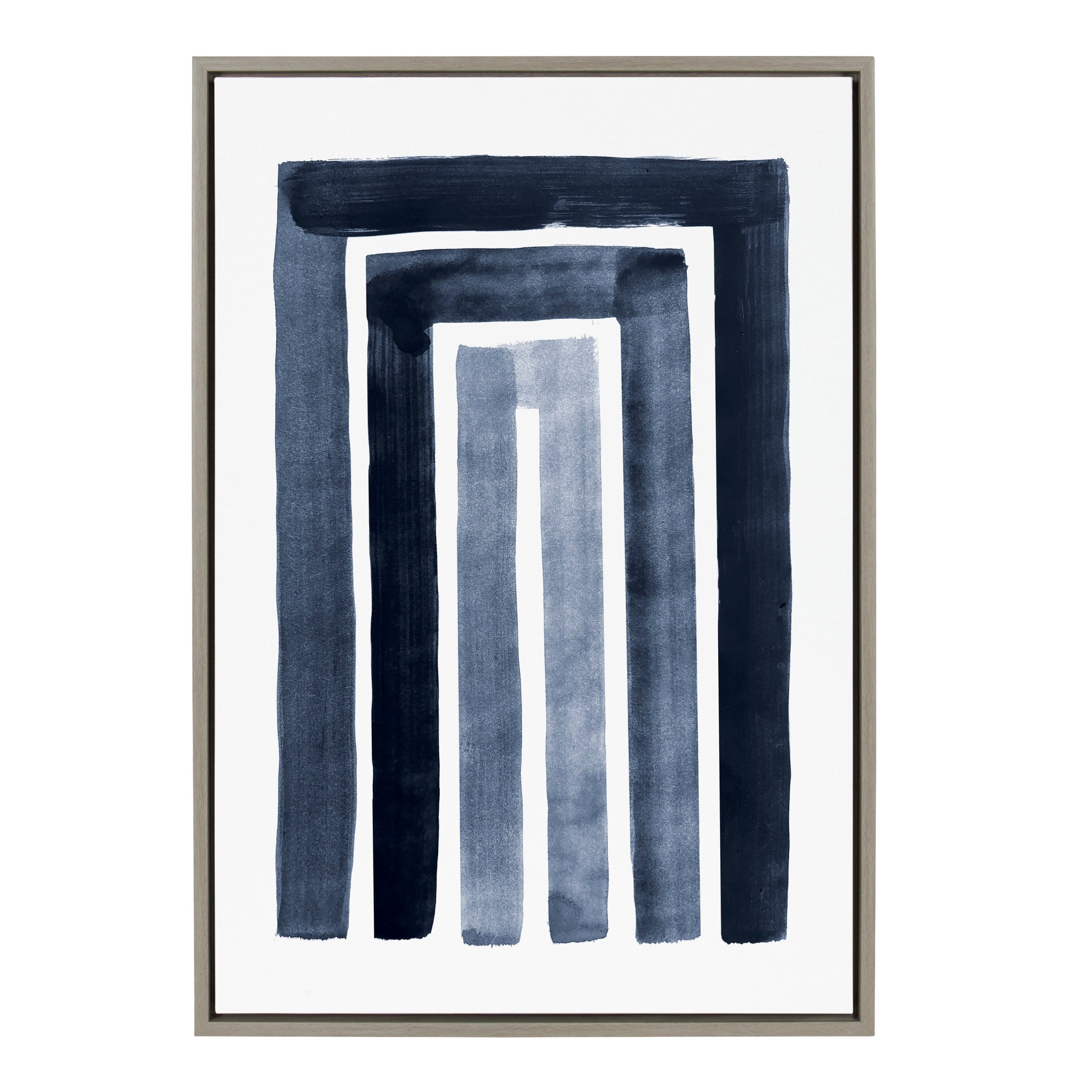 Sylvie MCM Abstract Rainbow Indigo Framed Canvas by The Creative Bunch Studio