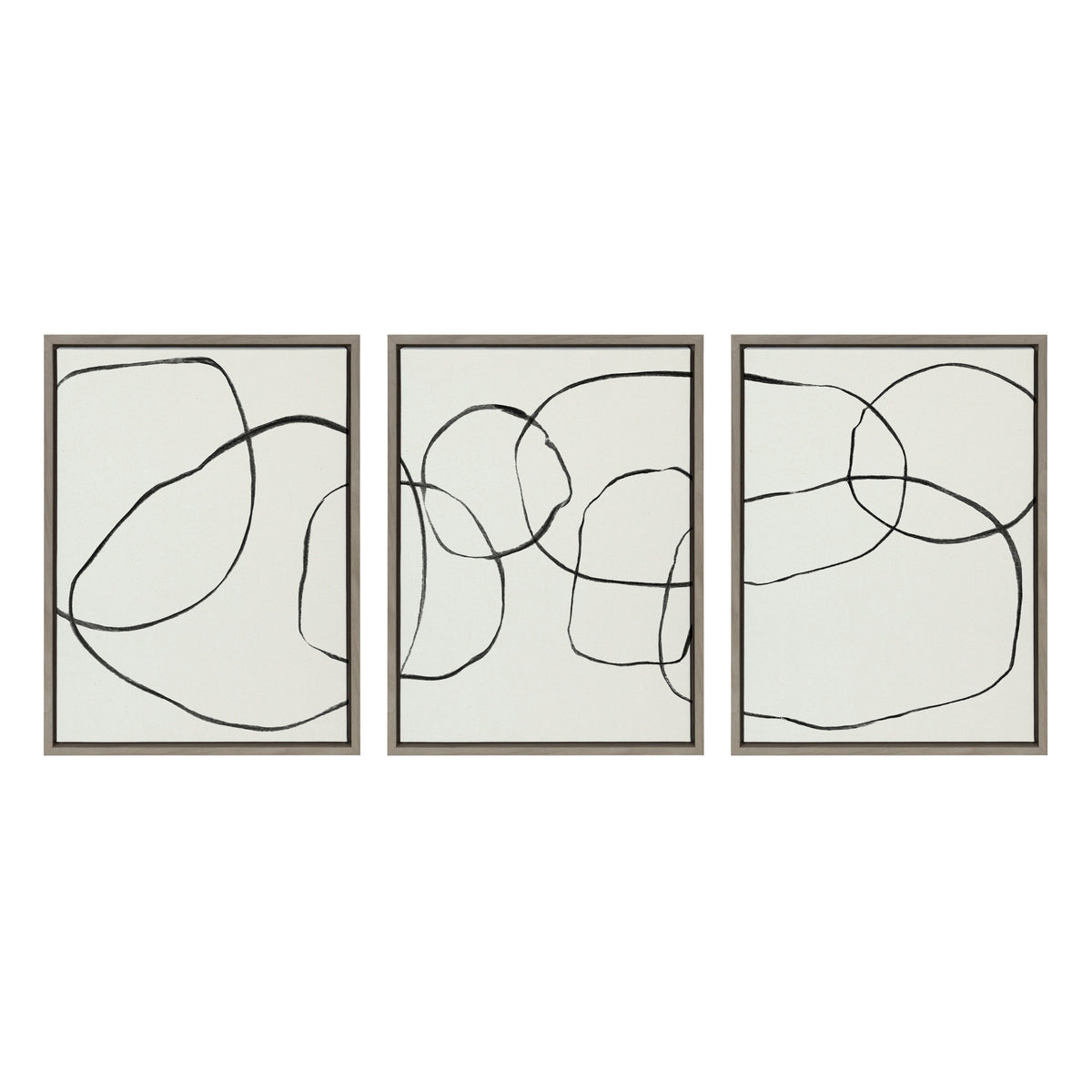 Sylvie Dancing Circles BW Framed Canvas by Teju Reval of SnazzyHues