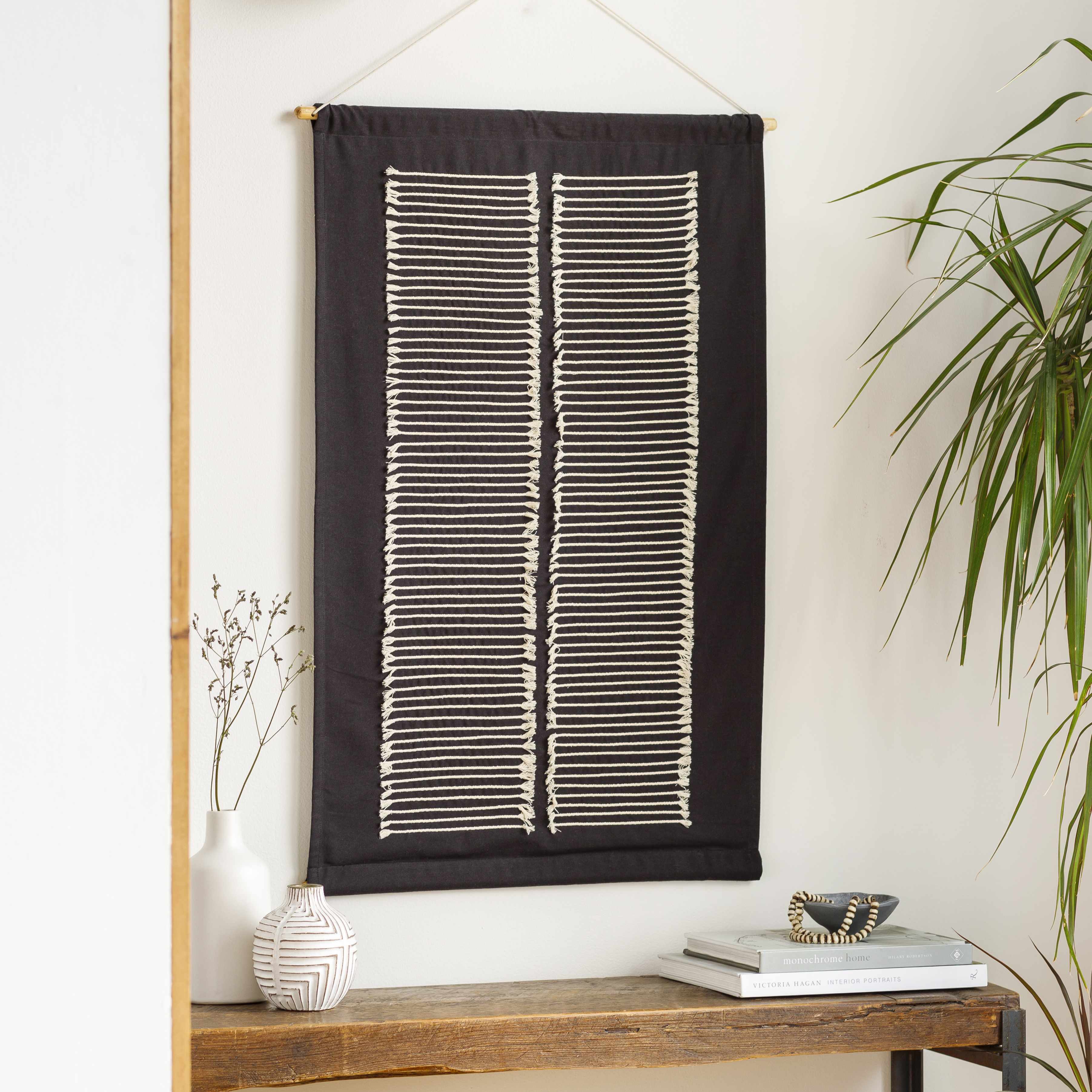 Queen Navy Fringed Wall Hanging-3