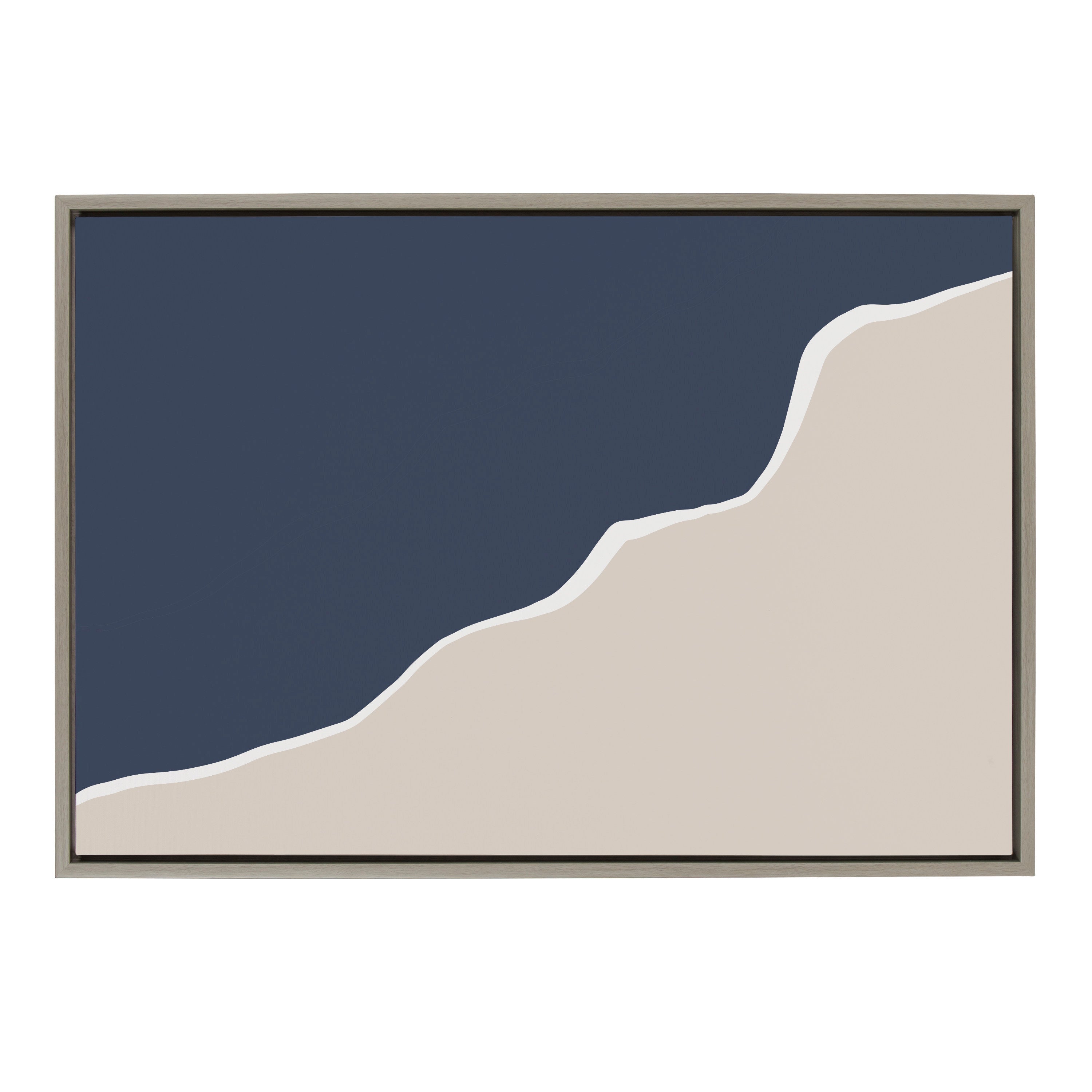 Sylvie Ocean and Beach Abstract Landscape Framed Canvas by The Creative Bunch Studio