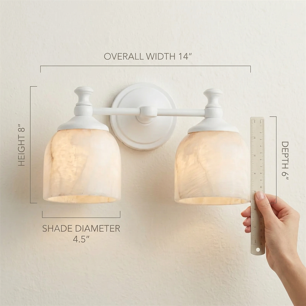 Vanity Glow Series | Brass Short Arm Wall Sconce with Milk Glass Dome for Bathroom