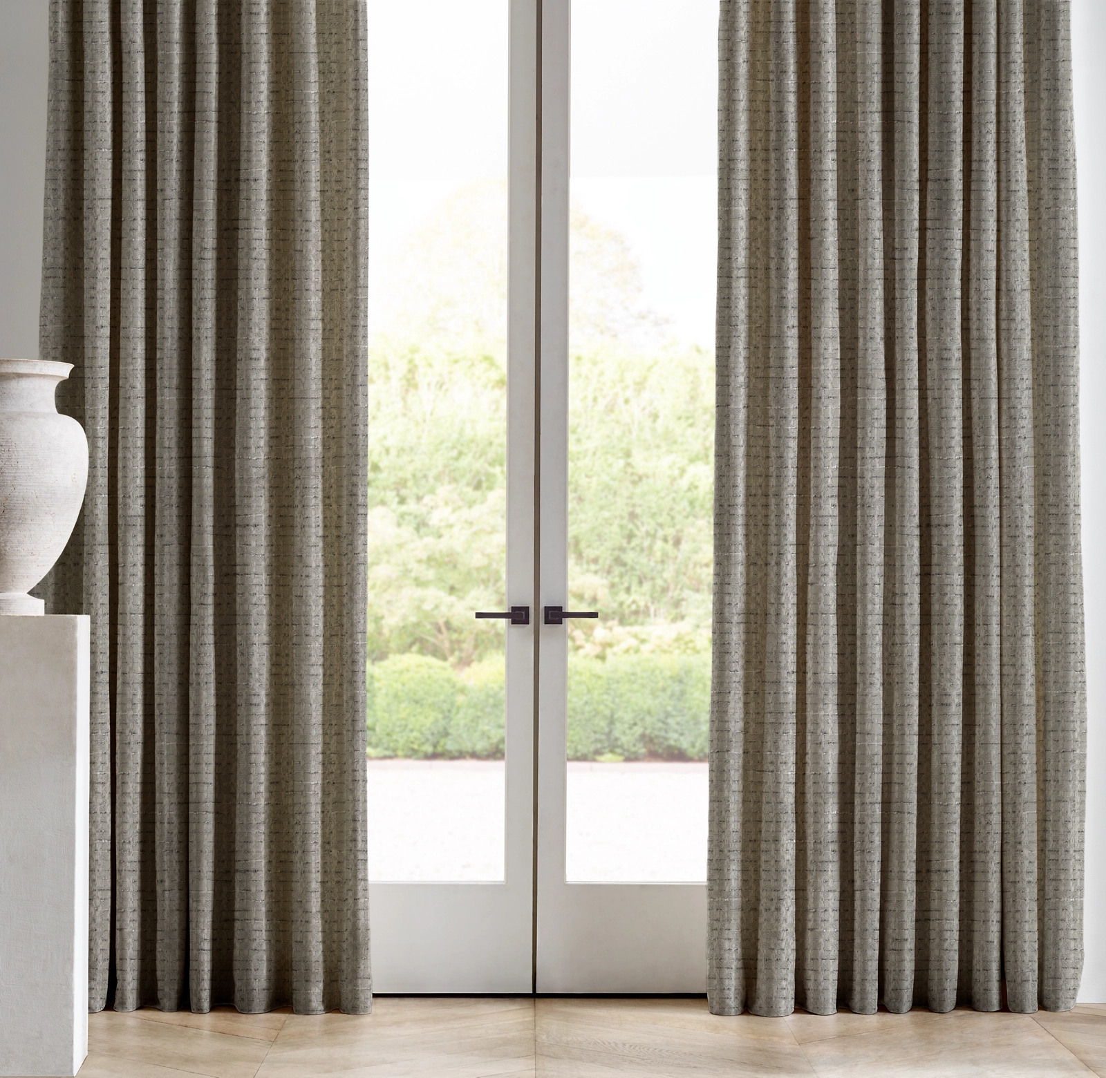 Bespoke Textured Weave Cotton Linen Curtains | Grid/Checks Pattern | Pinch Pleat & Euro Pleat Options | Custom Sizes-1