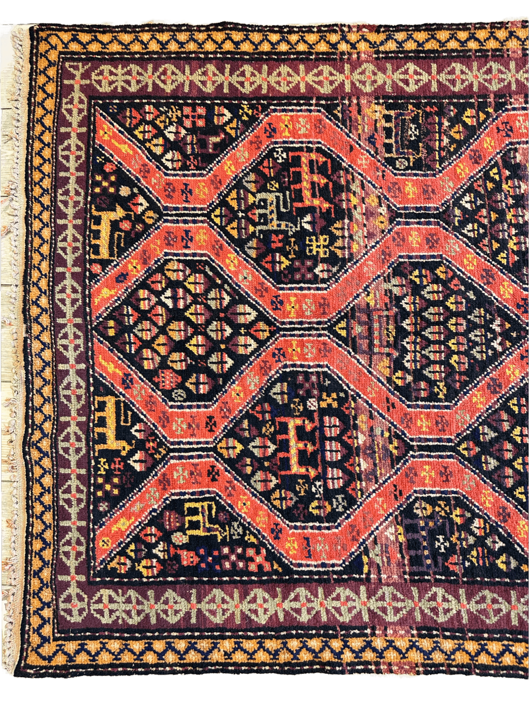 Rare Antique Handmade Caucasian Kazak Rug 4’ x 9’