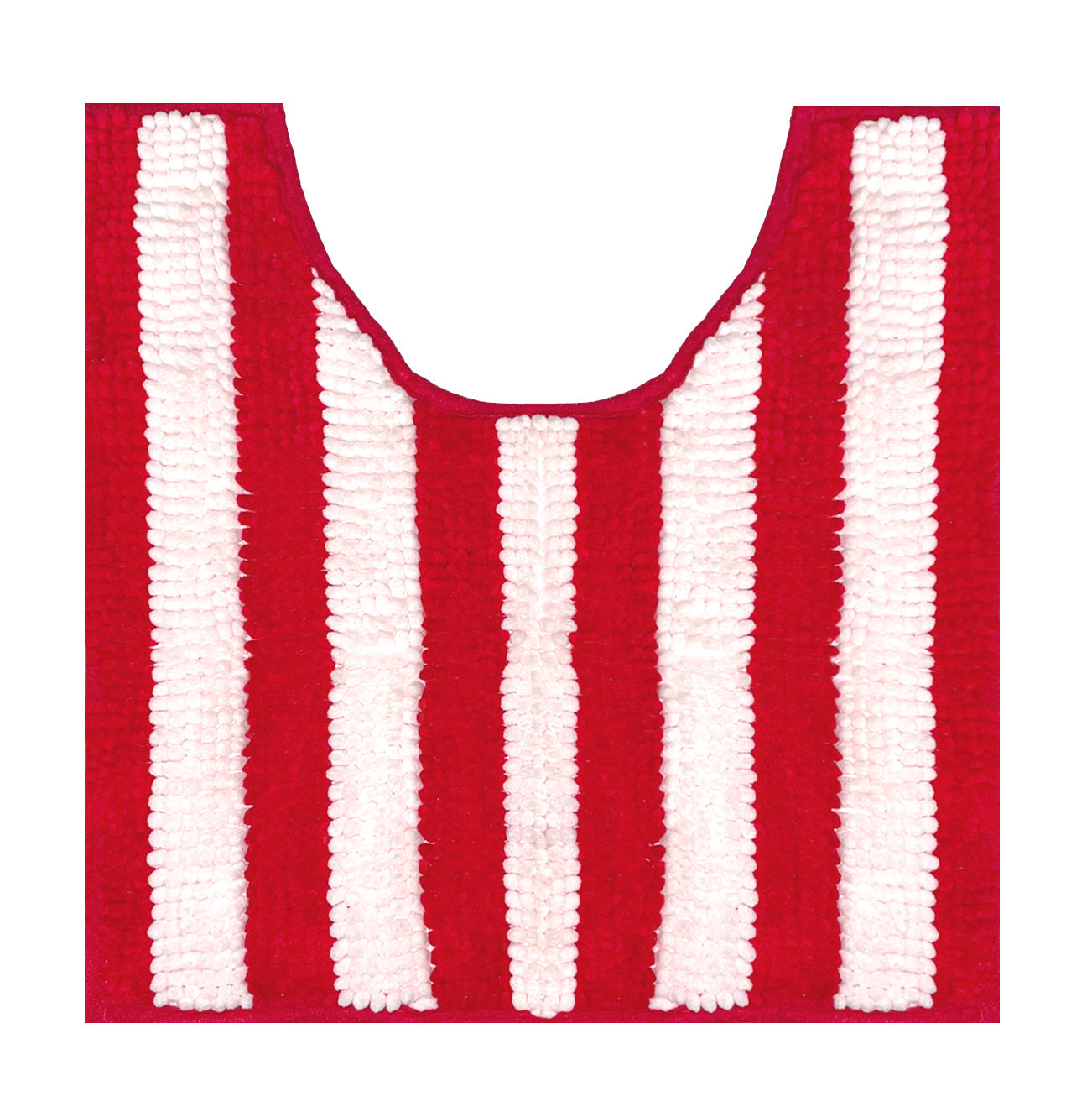 2 Piece Set Red Stripe Soft Cozy Plush Chenille Bath Mat Bathroom Rug
