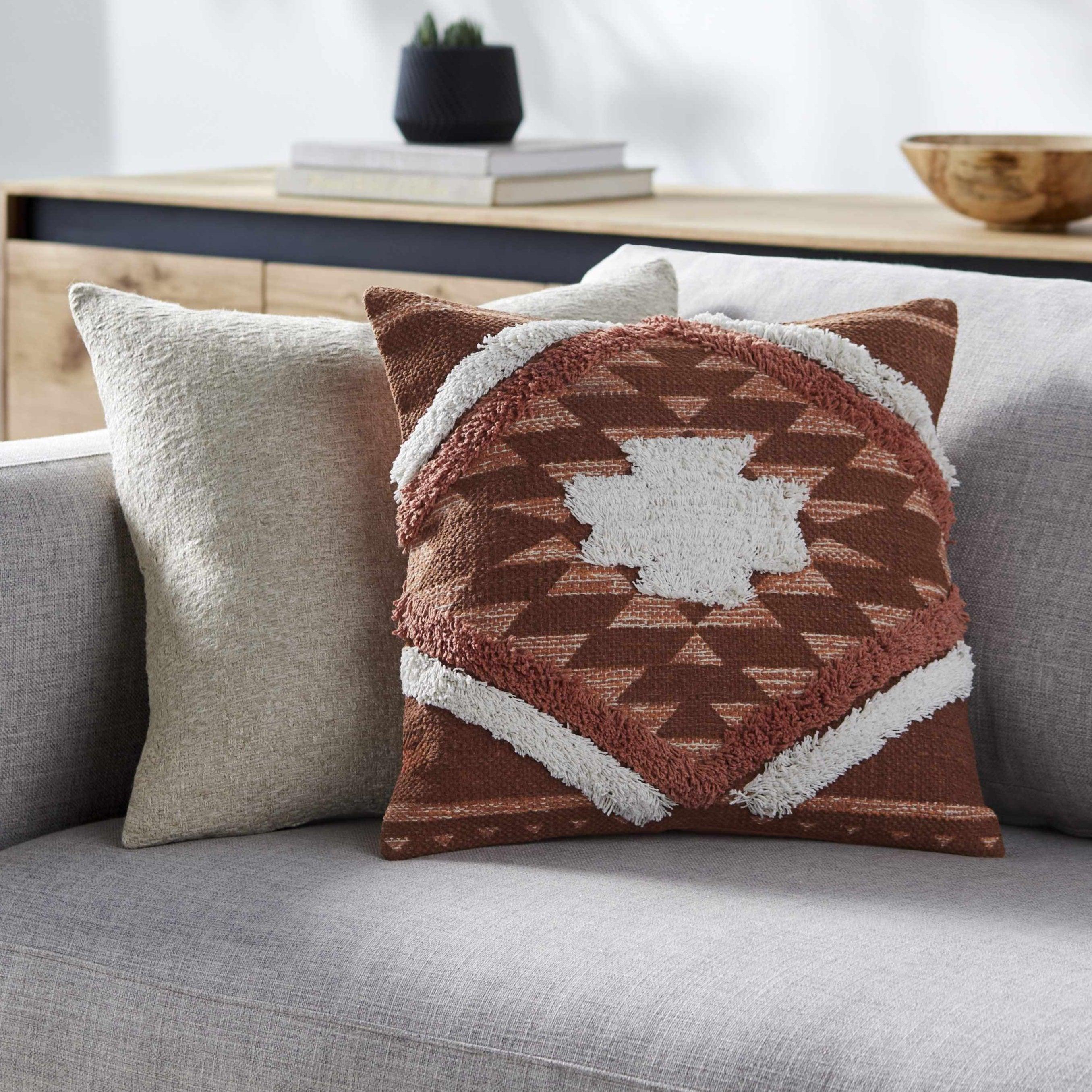 Reeves Orange Diamond Textured Throw Pillow-0