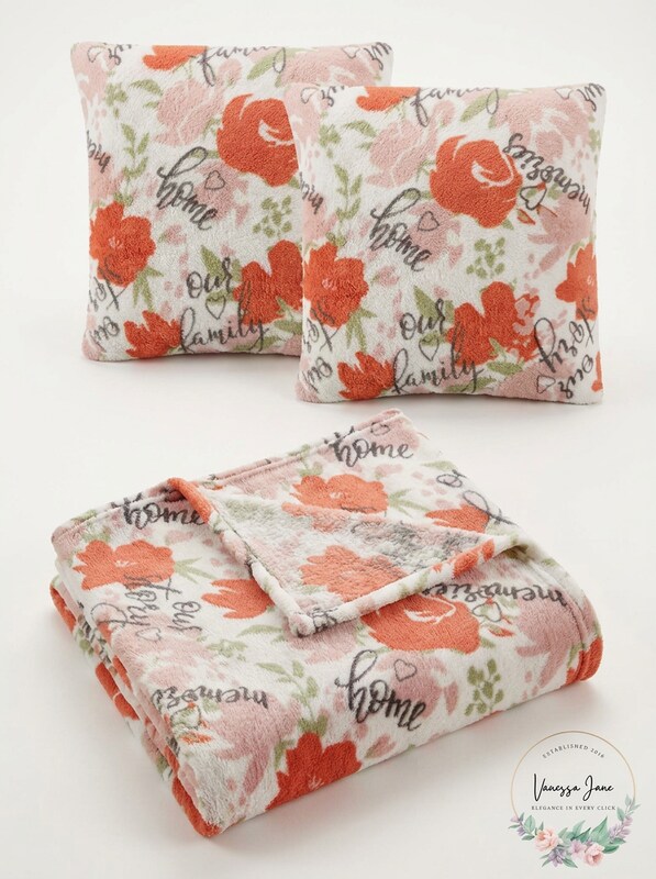 Infinity Home 3 PC Family Story Decorative Pillows and Throw Set