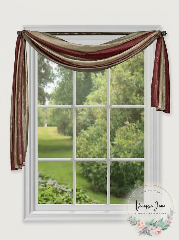 Achim Home Ombre Window Curtain Scarf, 50x144 Burgundy