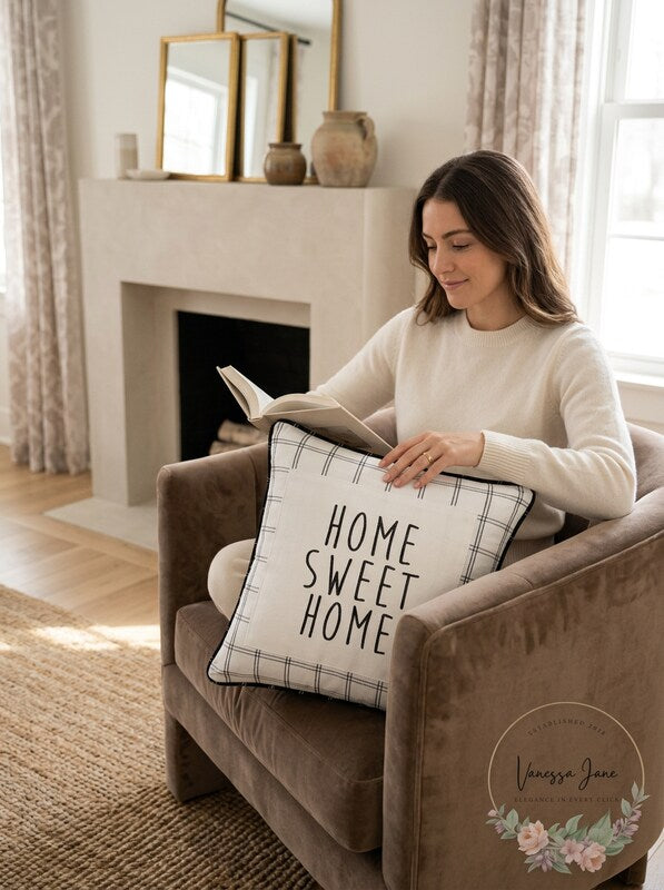 Lacourte Home Sweet Home 20X20 Square Decorative Pillow – White