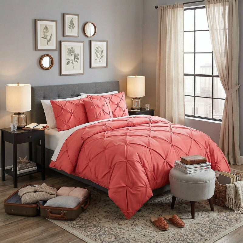 Vcny Home Carmen Pintuck 4 Piece Comforter Set, Queen Bedding
