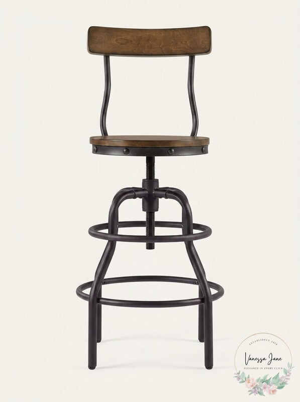 Home Decorators Collection Hamrick Industrial Adjustable Height Bar Stool, Black