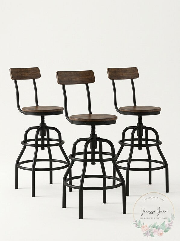 Home Decorators Collection Hamrick Industrial Adjustable Height Bar Stool, Black