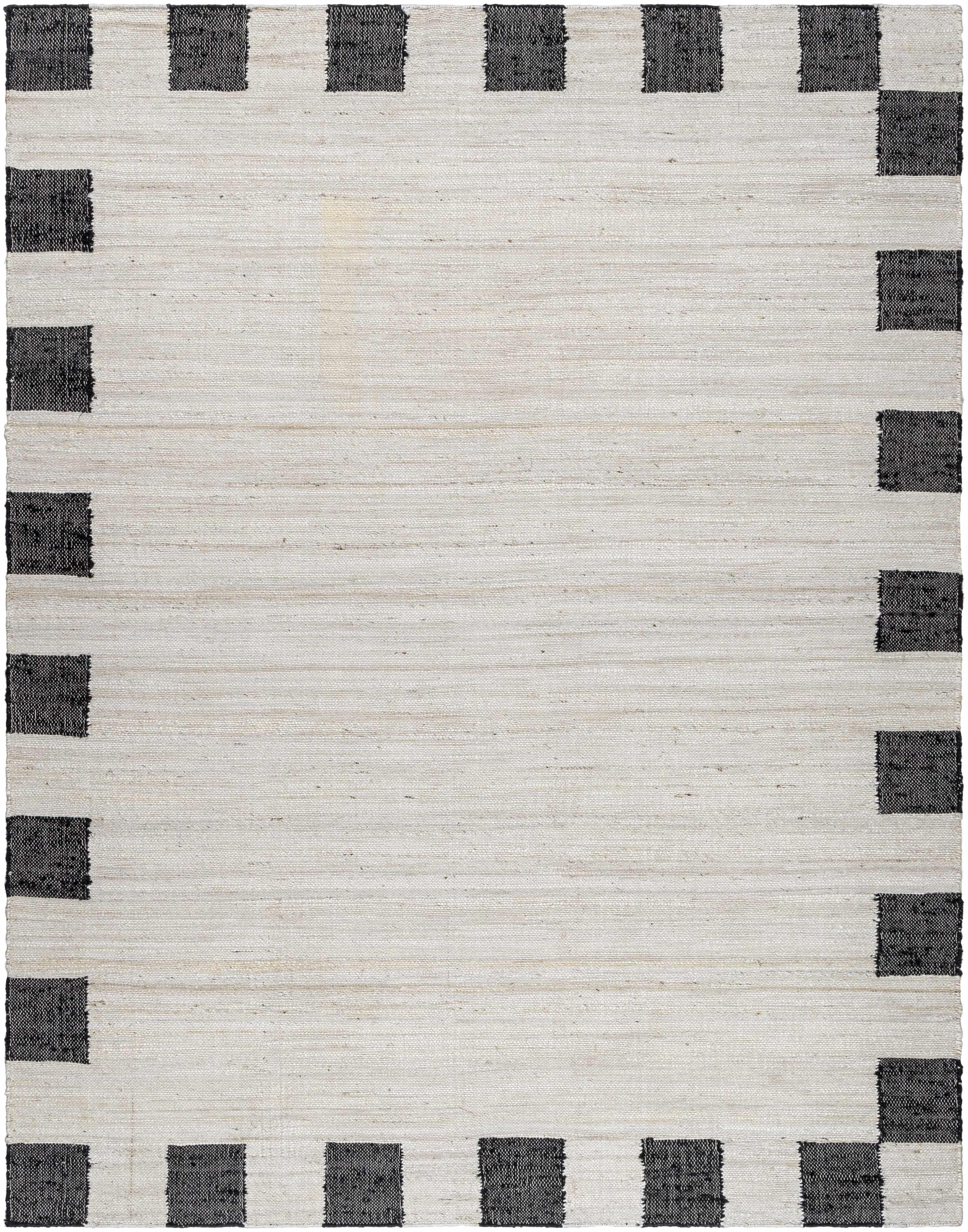 Rocio Dotted Bordered White Jute Carpet - PRHOMZ