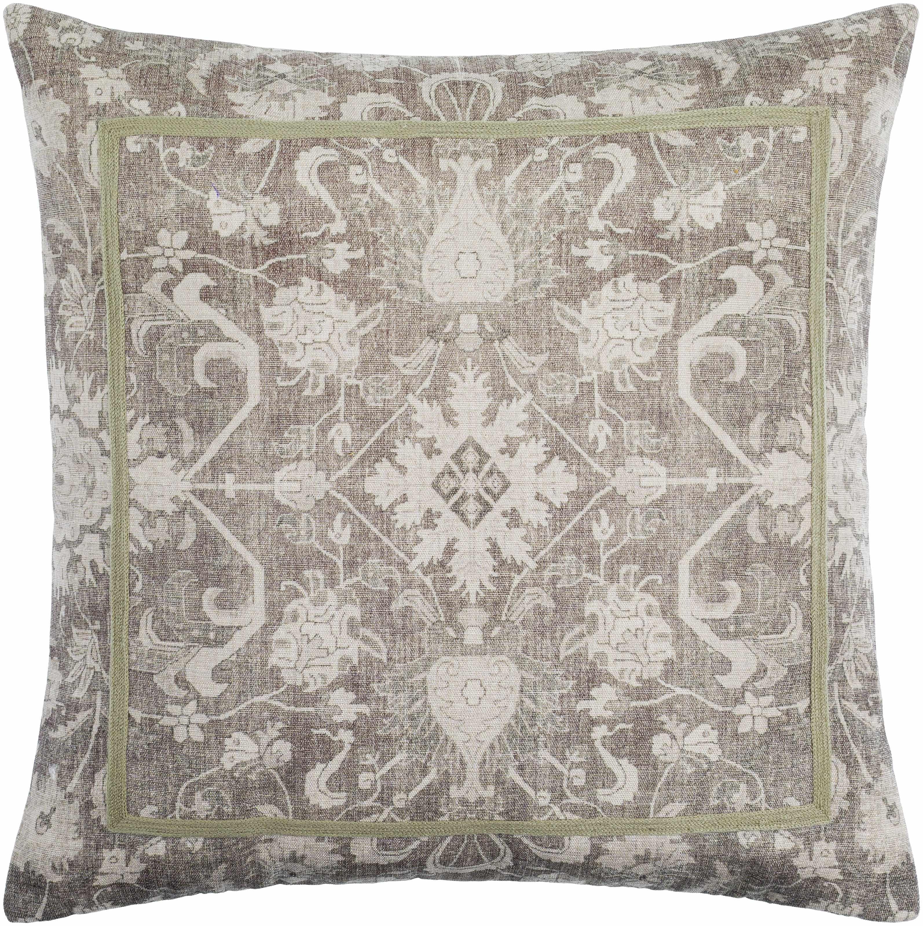 Raith Beige Ornamental Square Accent Pillow - PRHOMZ