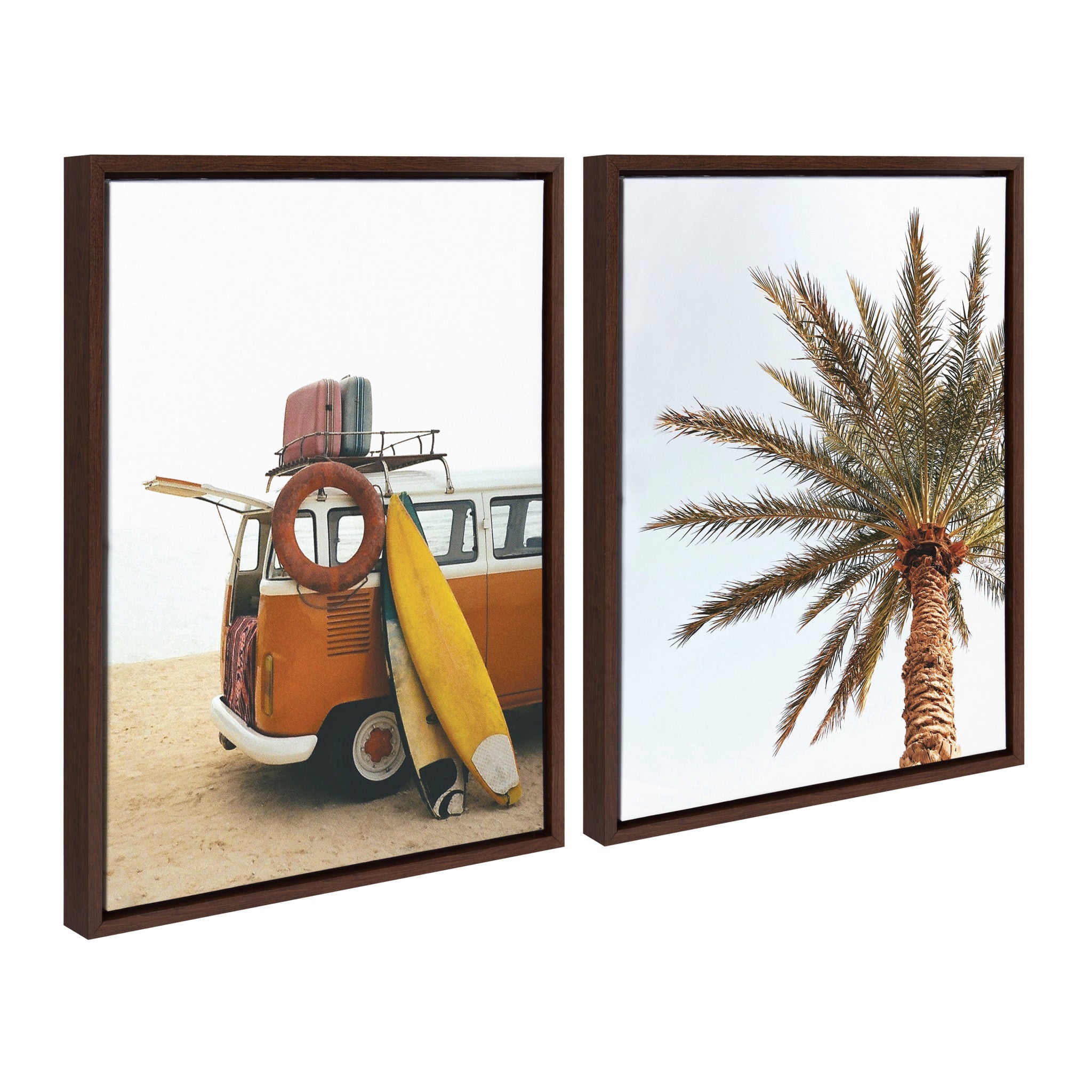 Sylvie Surfboard Paradise Framed Canvas Set by The Creative Bunch Studio