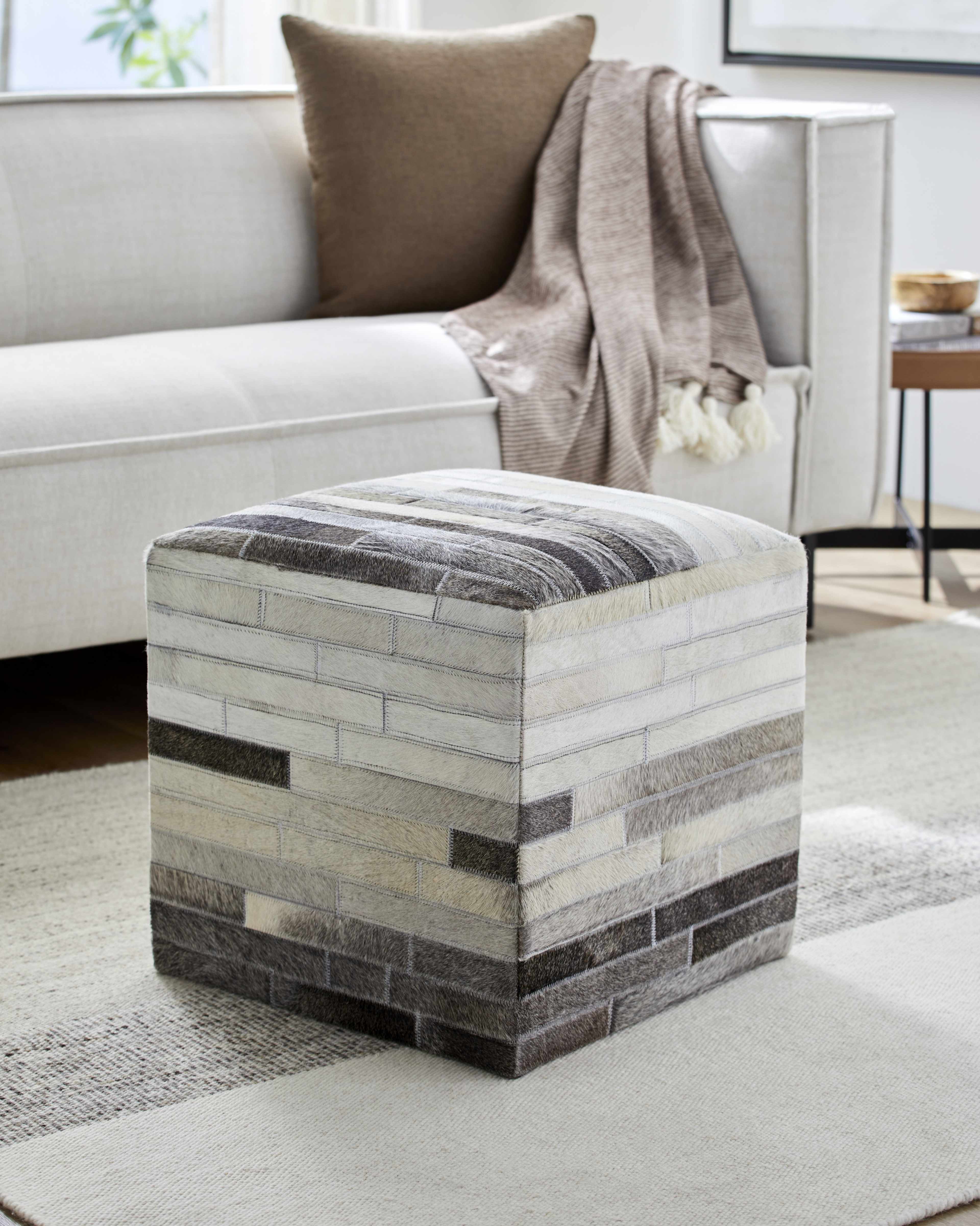 Romagnese Hair On Hide Ottoman-2