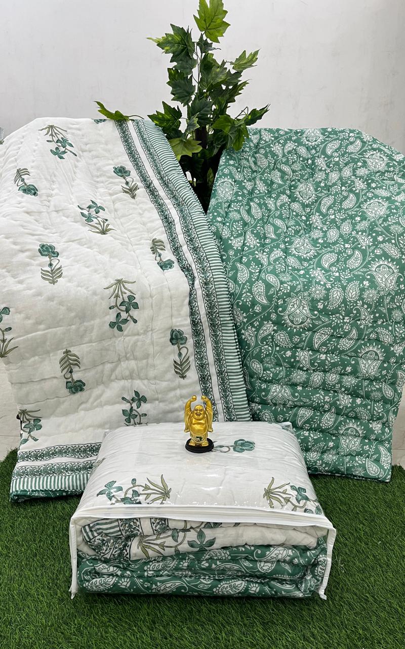 Single Bed Razai/Jaipuri Razai/ Jaipuri Quilt/Hand Block Print Quilt/Cotton Quilt-3