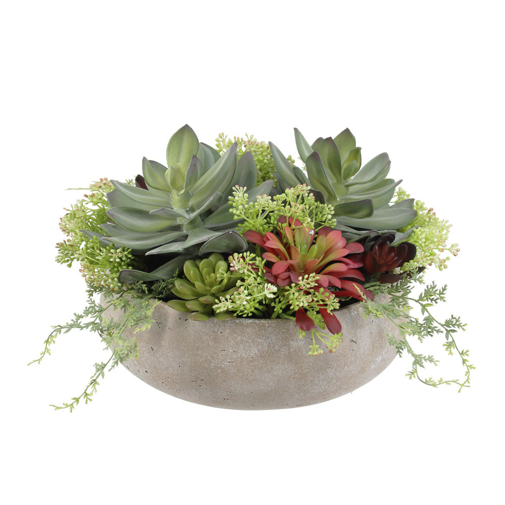 Artificial Succulent Arrangement In Natural Planter-0