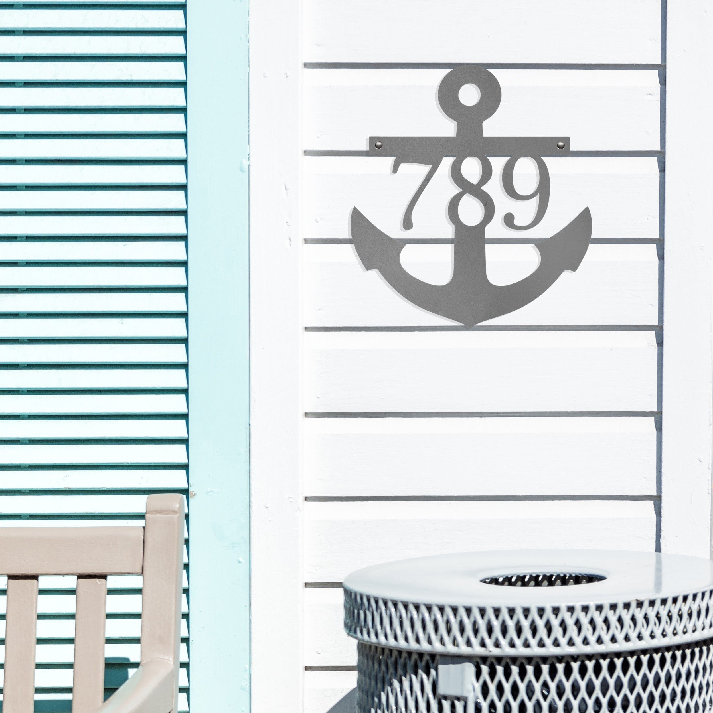 [COL] Anchor Address Plaque - Coastal House Numbers Plaque Beach Nautical Decor