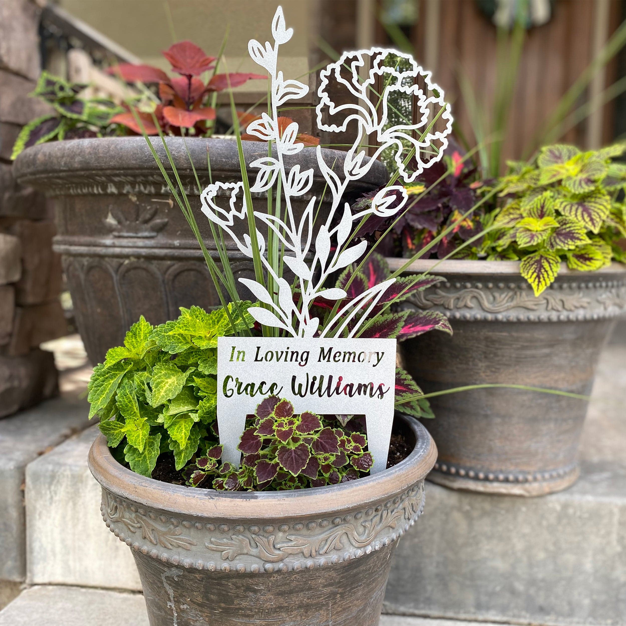 [COL] Flower Bouquet Stake - Metal Cutout Memorial Stake for Loved Ones