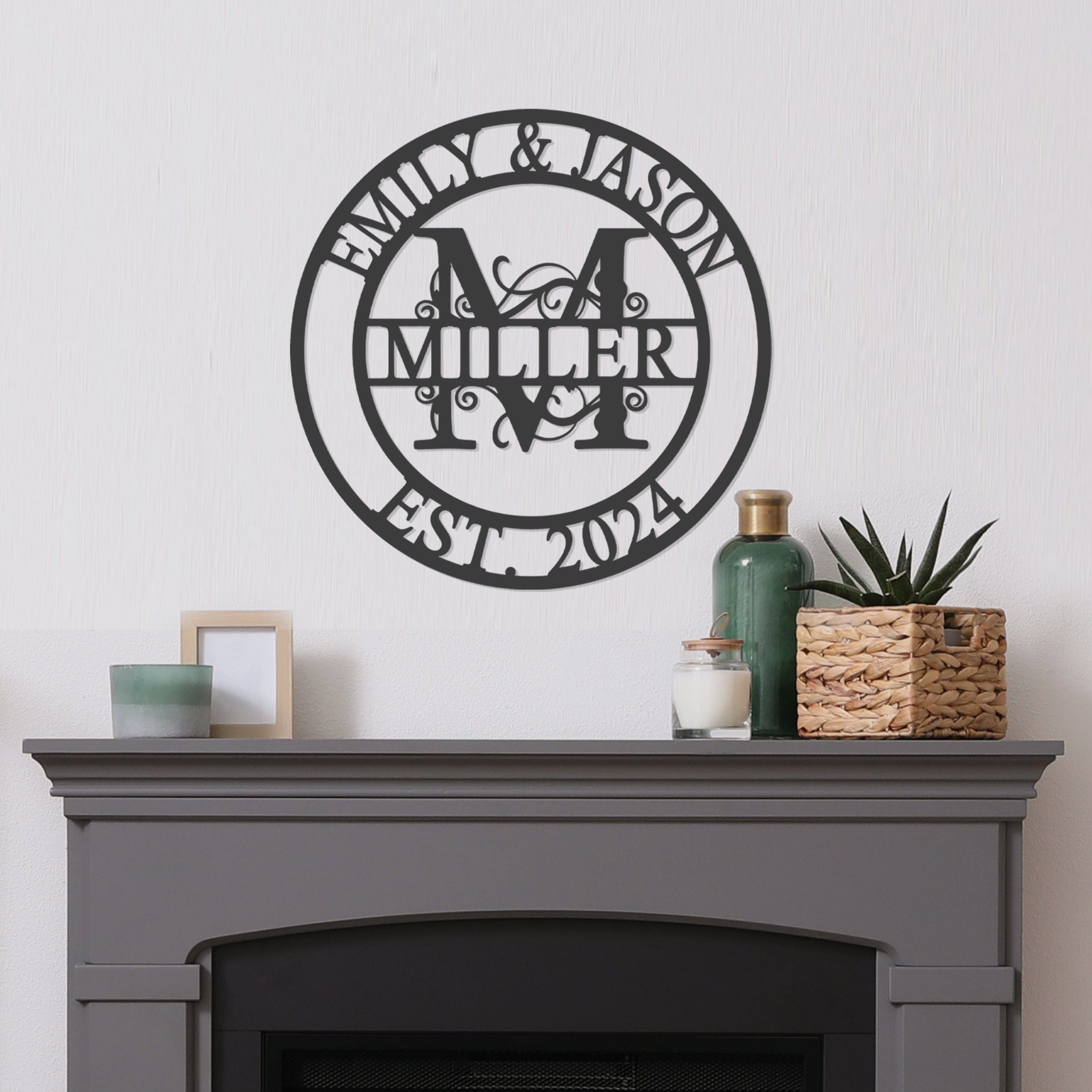 [COL] Split Letter Metal Family Sign Monogram - Monogram Wedding Decorations Metal Wall Decor Family Wall Decor