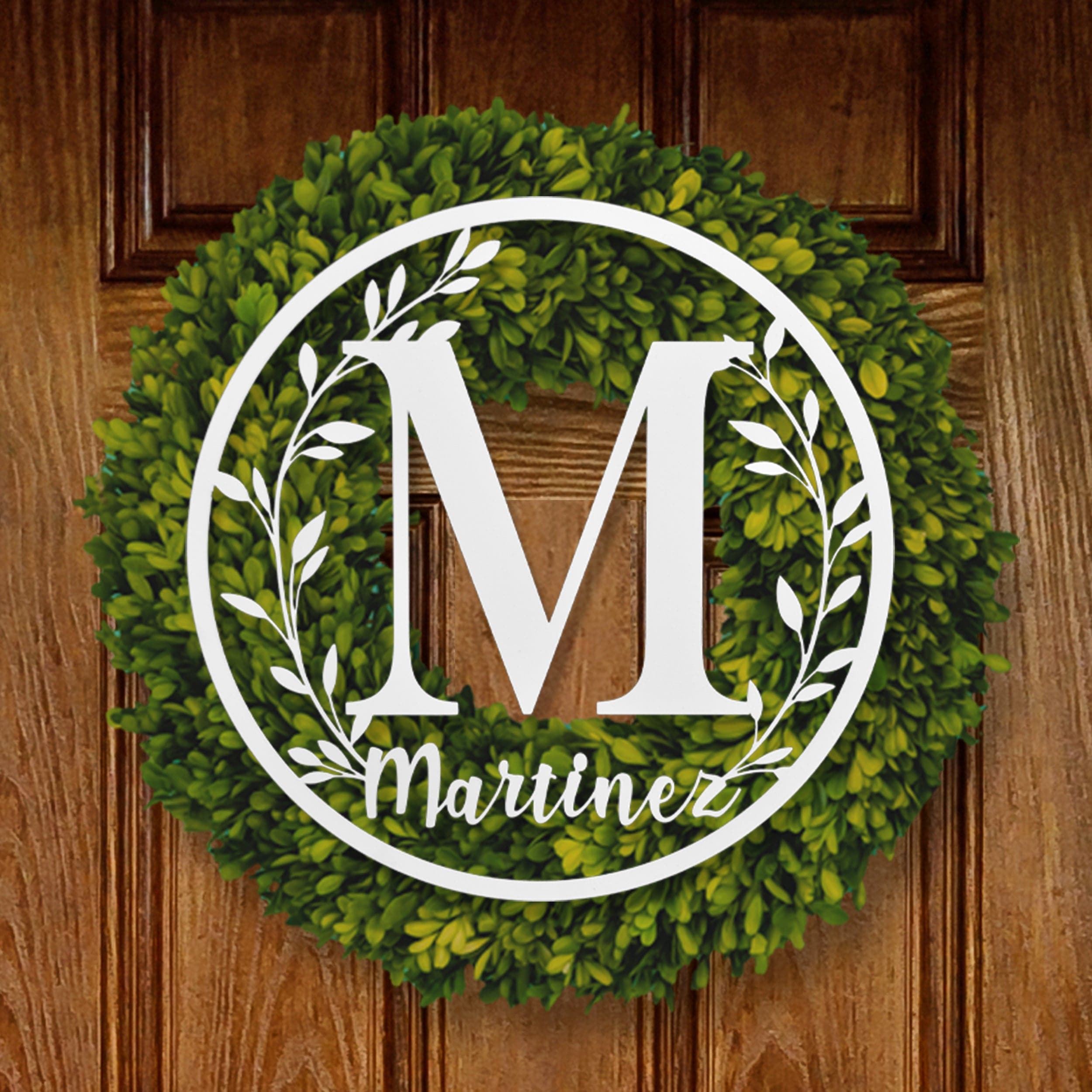 [COL] Vine Outdoor Monogram Wreaths for Front Door - Monogram Wall Decor Metal Initial Signs