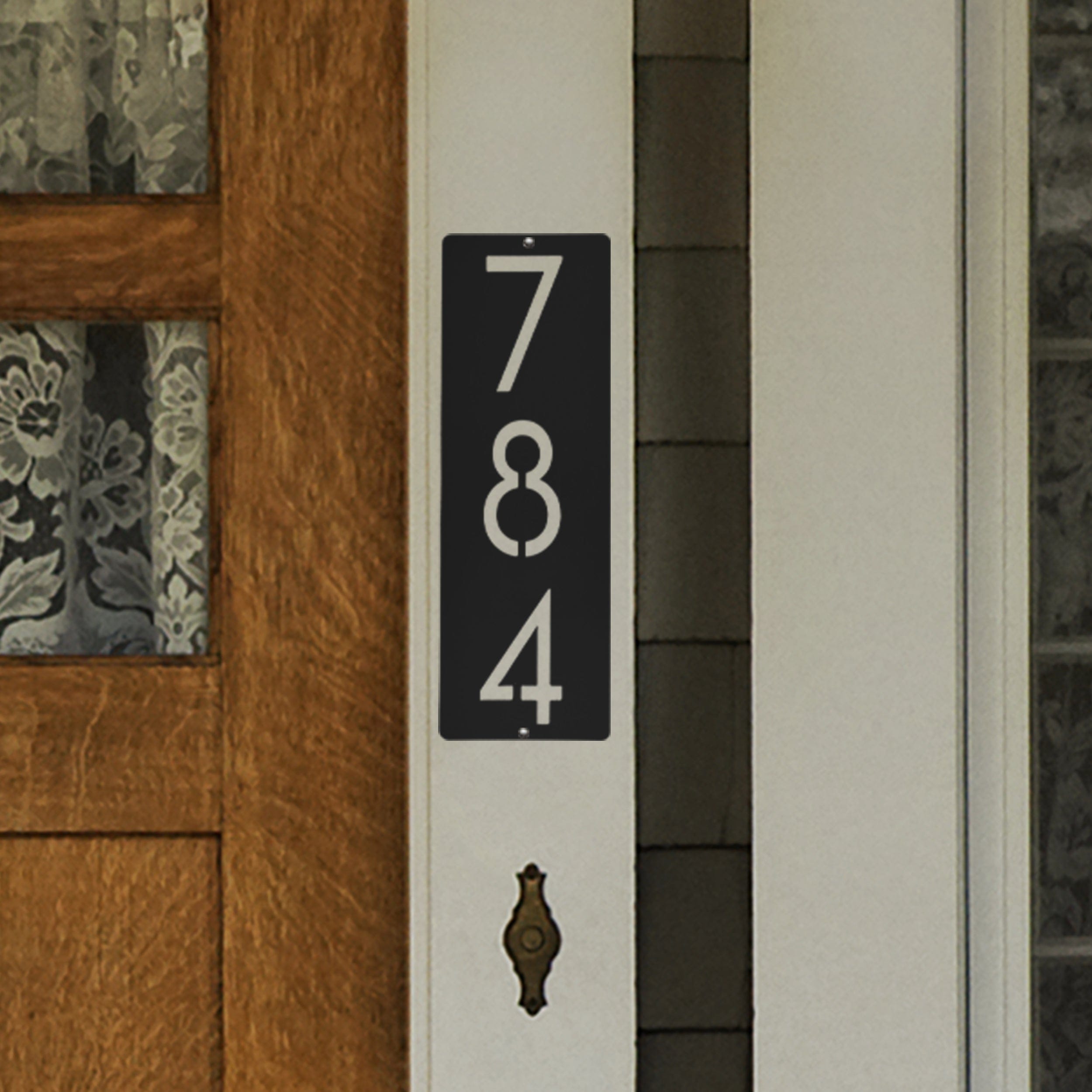 [COL] Cider House Rectangular Address Plaque - Metal Vertical House Numbers For Outside Home