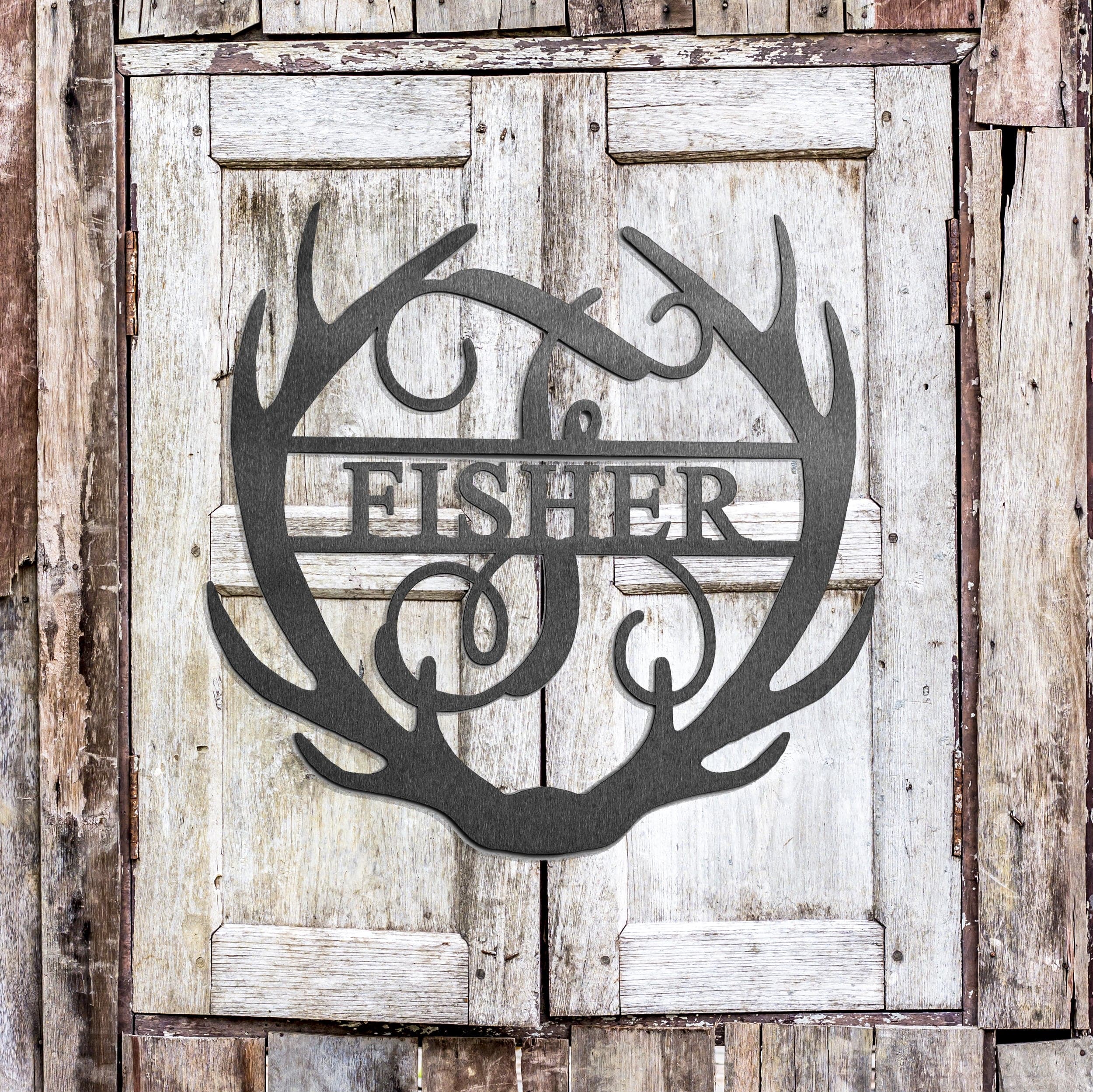 [COL] Antler Monogram with Name - Custom Metal Name Sign for Home Antler