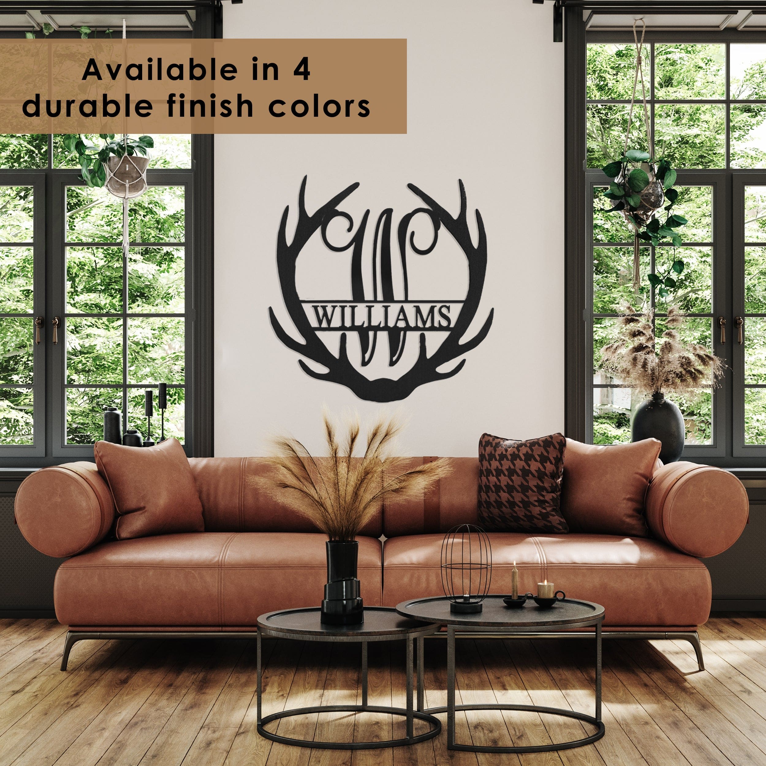 [COL] Antler Monogram with Name - Custom Metal Name Sign for Home Antler
