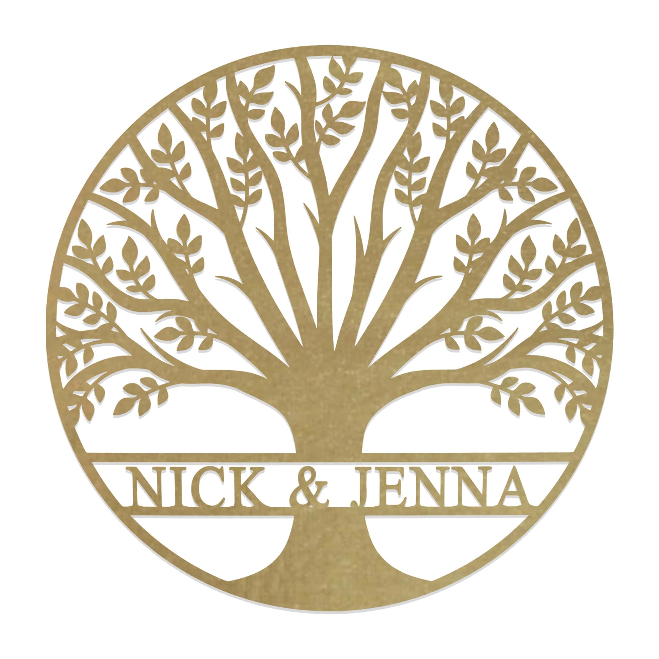 [COL] Tree of Life Personalized Family Tree Metal Sign with Hearts – Custom Name & Date – Large Laser Cut Steel Wall Art