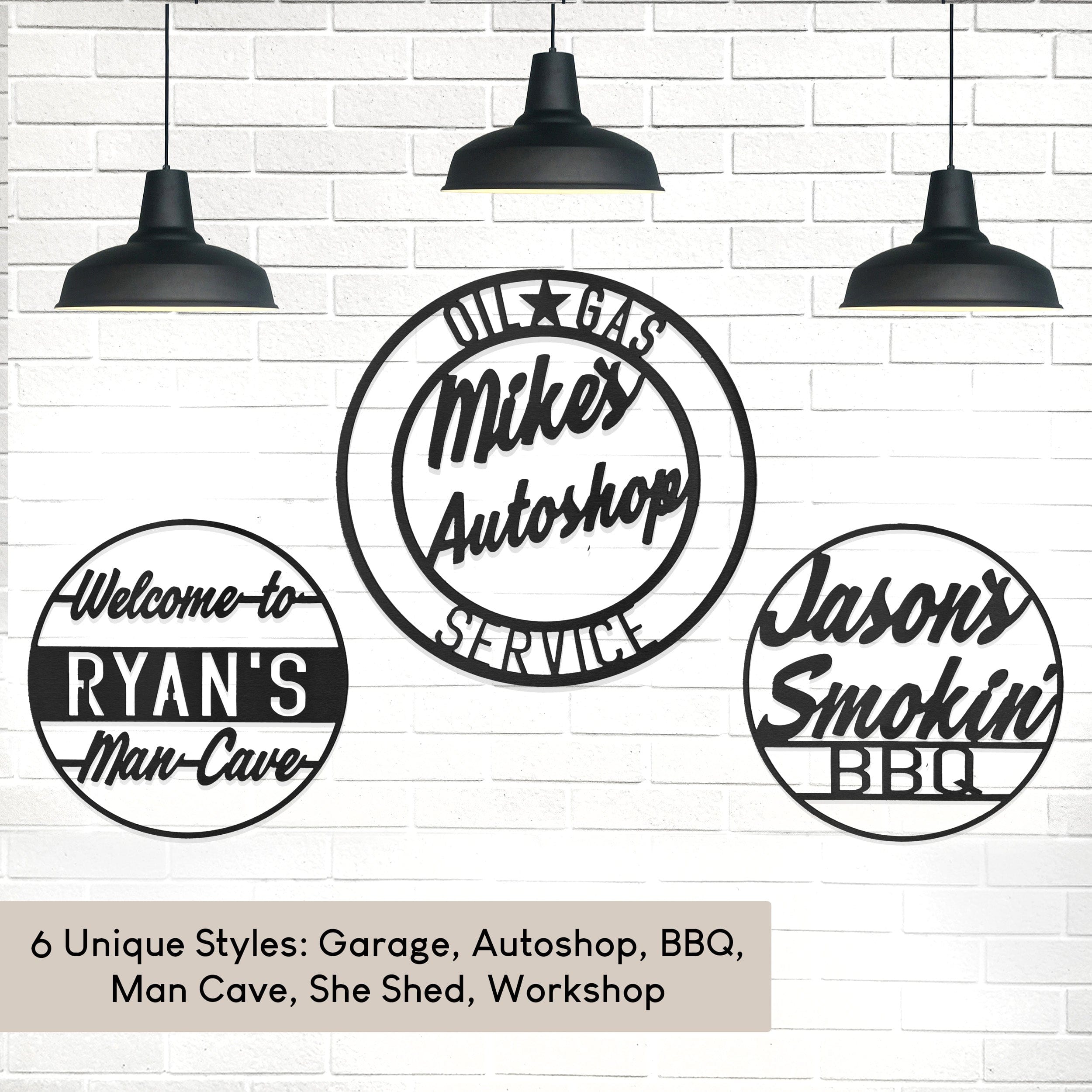 [COL] Vintage Circle Signs  - Personalized Decorative Garage or Workshop Sign