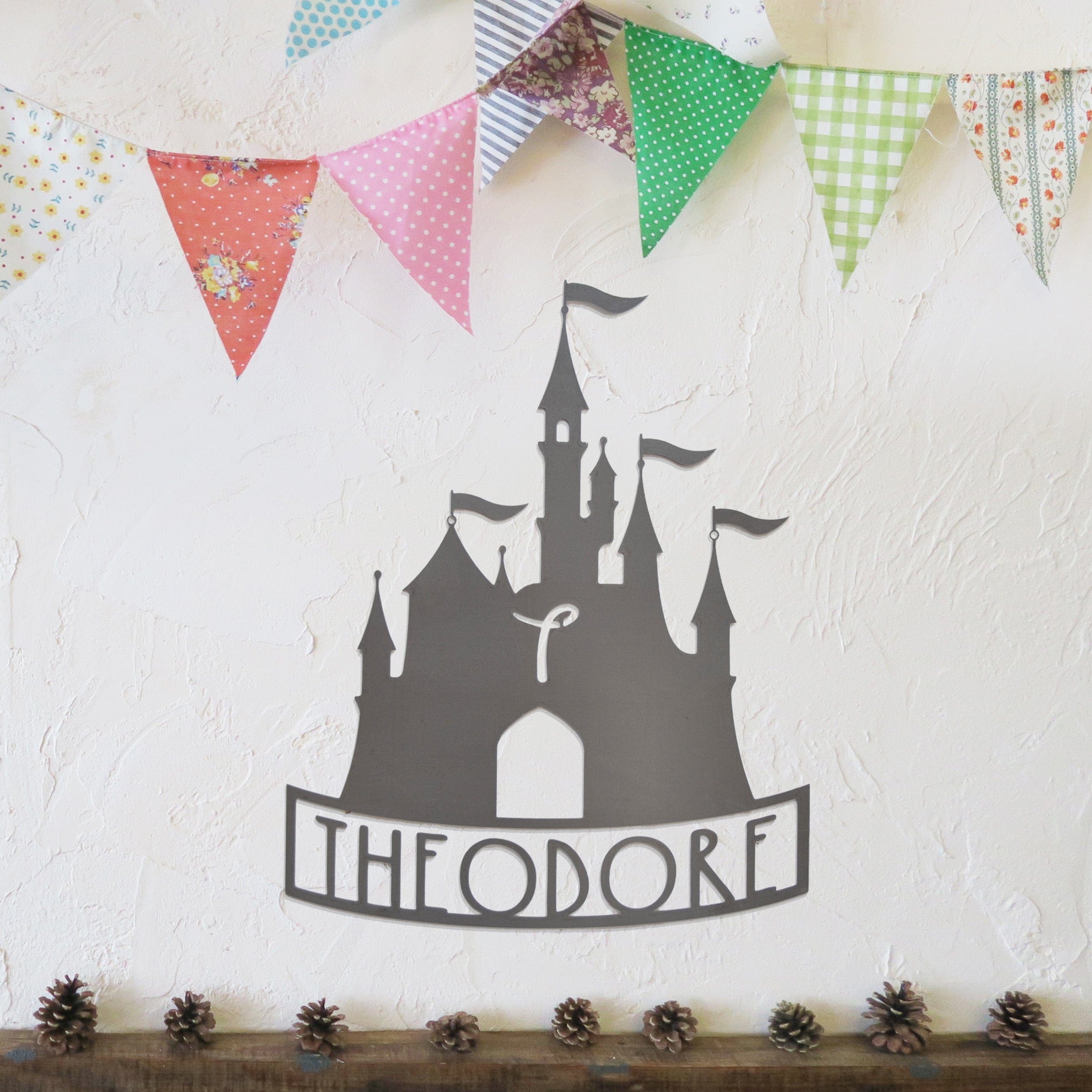 [COL] Mouse Ears and Castle Monogram - Personalized Name Sign For Kids Room