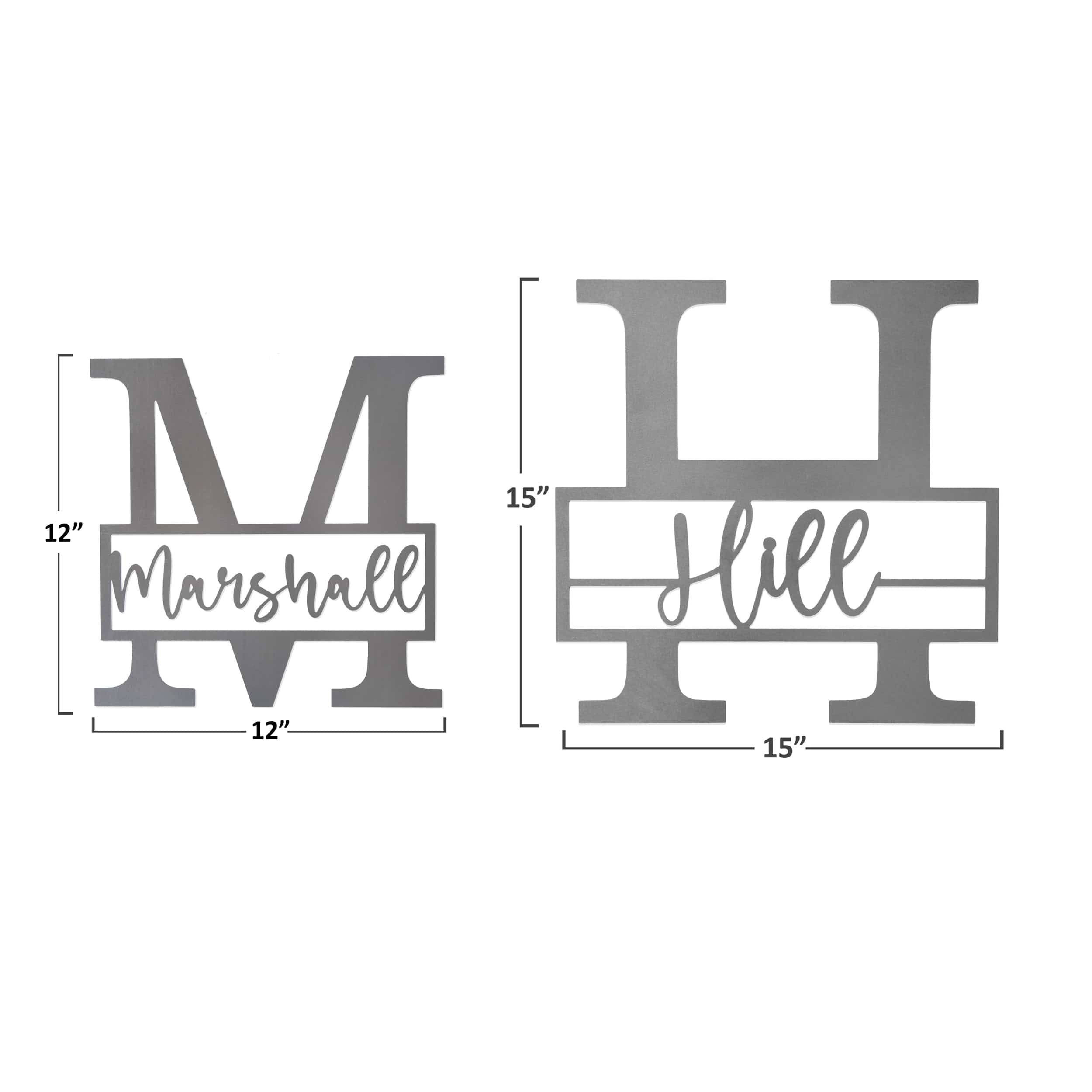 [COL] Script Letter Monogram  - 2 Sizes -  Personalized Metal Family Monogram Last Name Sign