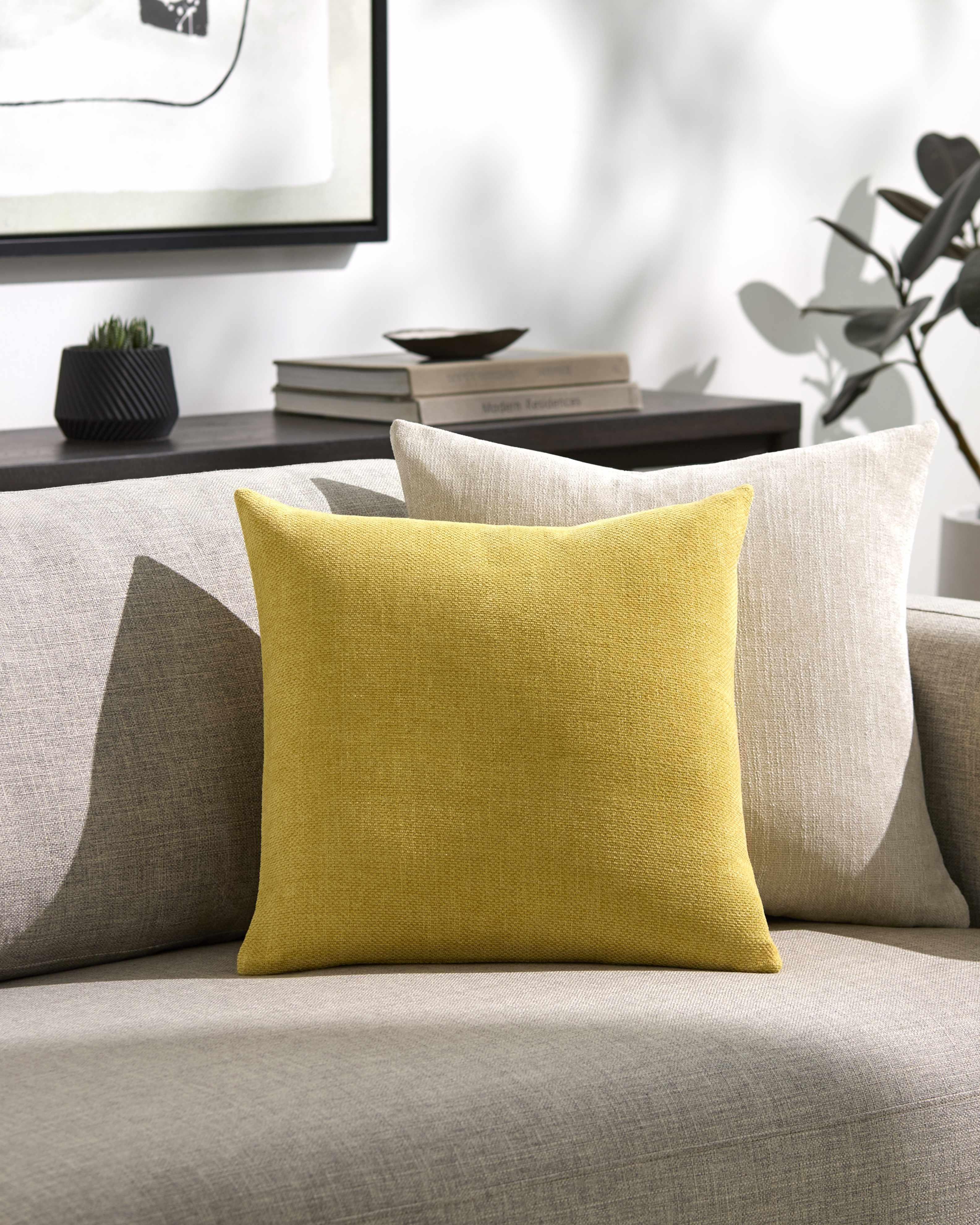 Reijo Yellow Linen Look Accent Pillow - PRHOMZ